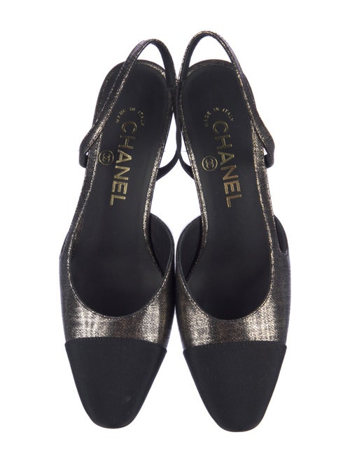 Chanel Interlocking CC Logo Leather Slingback Pumps