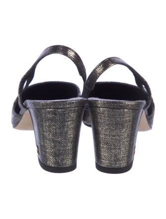 Chanel Interlocking CC Logo Leather Slingback Pumps