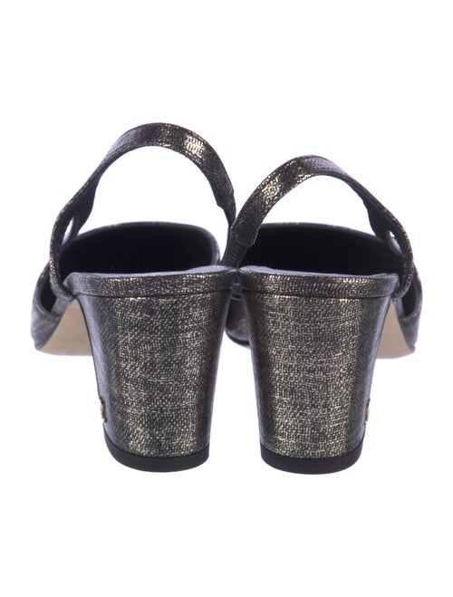 Chanel Interlocking CC Logo Leather Slingback Pumps