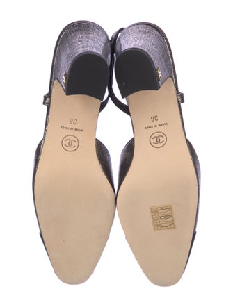 Chanel Interlocking CC Logo Leather Slingback Pumps