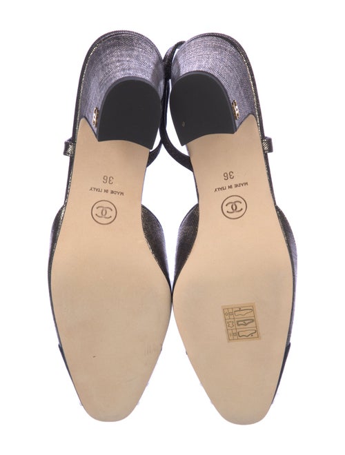 Chanel Interlocking CC Logo Leather Slingback Pumps