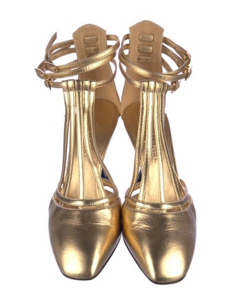 Chanel Interlocking CC Logo Leather T-Strap Pumps