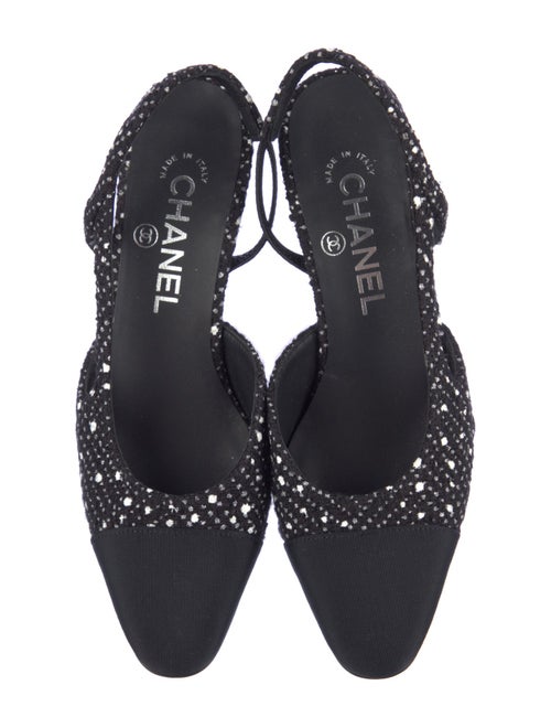 Chanel Interlocking CC Logo Tweed Slingback Pumps