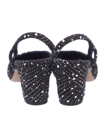 Chanel Interlocking CC Logo Tweed Slingback Pumps