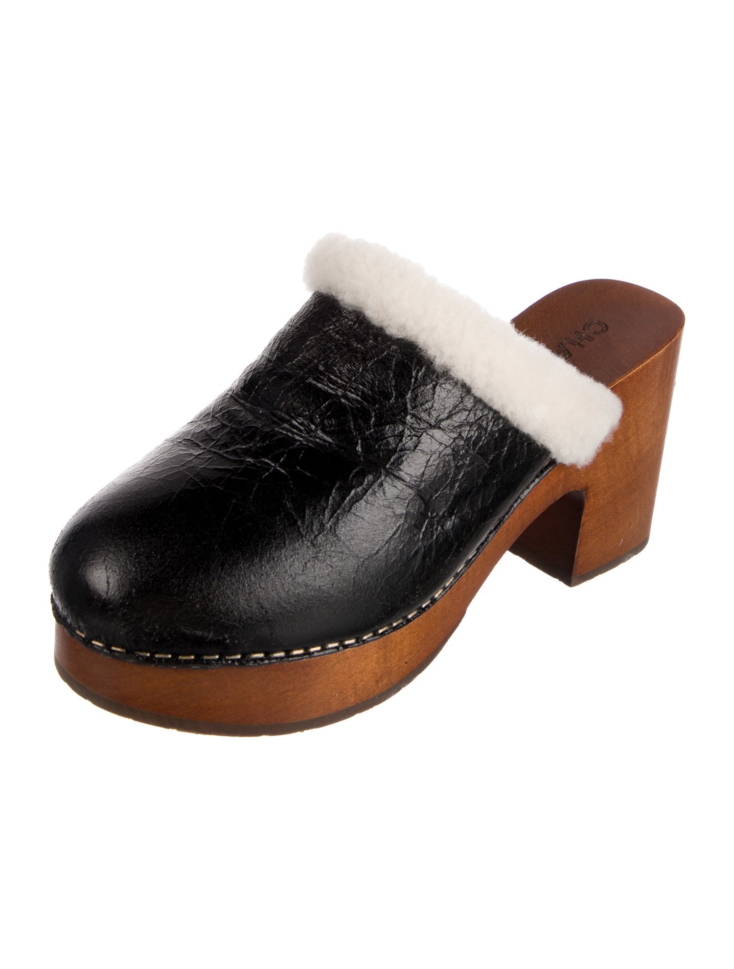 Chanel Interlocking CC Logo Leather Mules