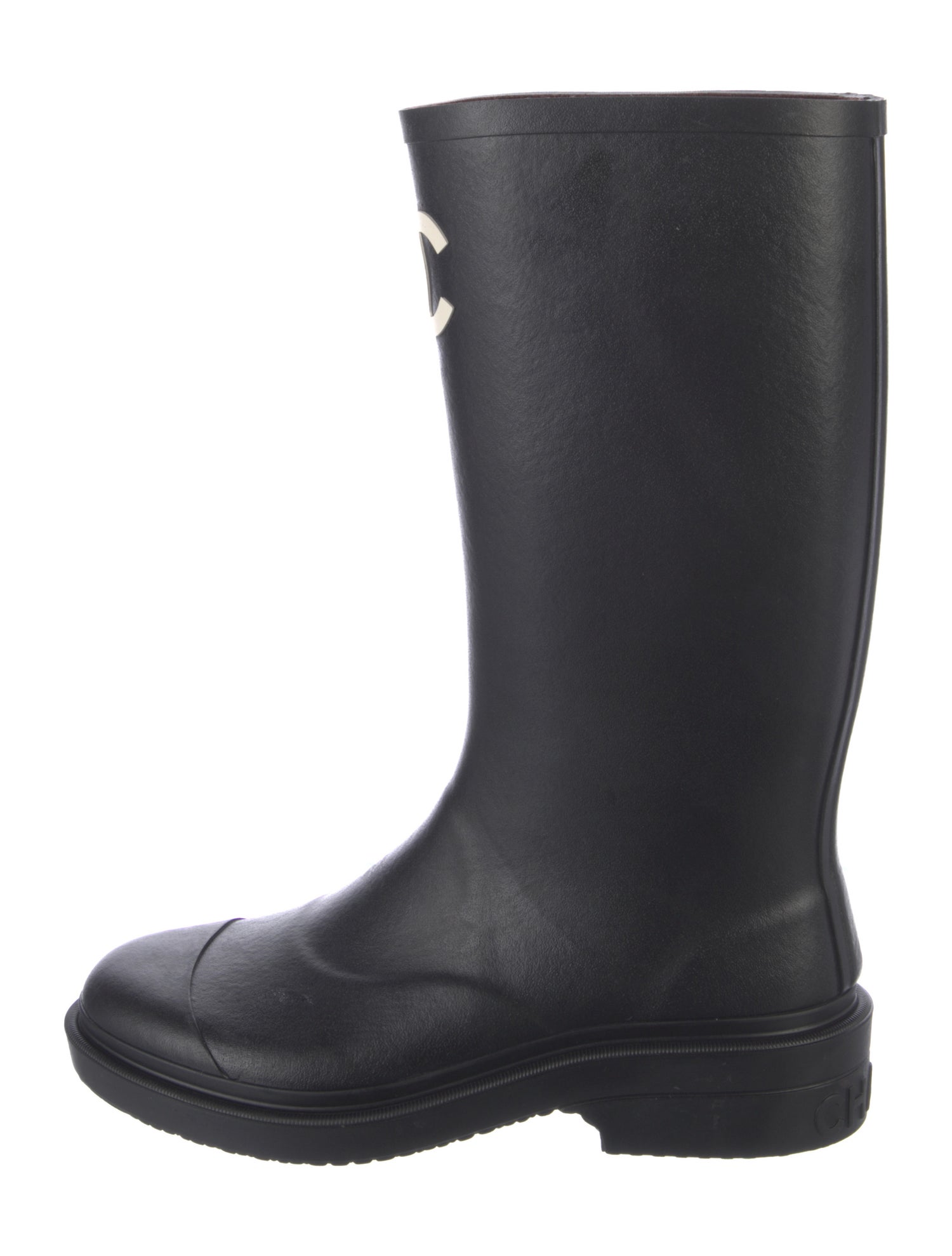 Chanel Interlocking CC Logo Rubber Rain Boots