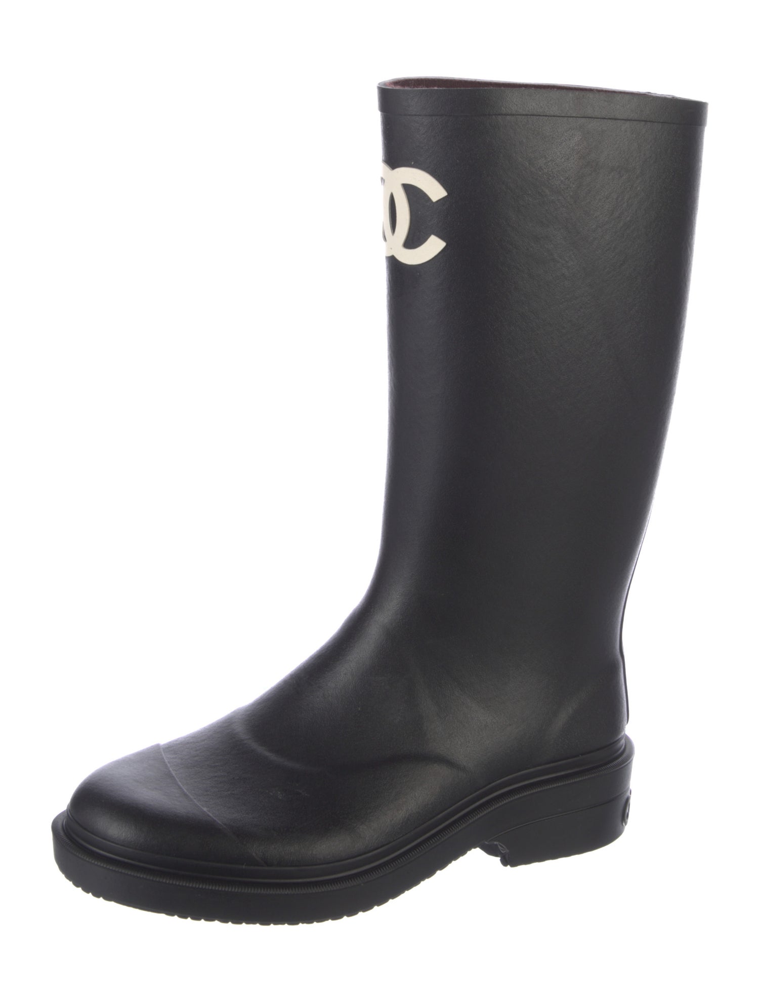 Chanel Interlocking CC Logo Rubber Rain Boots