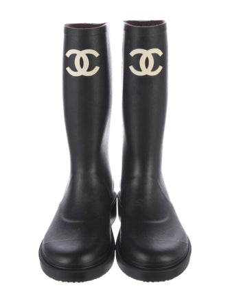 Chanel Interlocking CC Logo Rubber Rain Boots