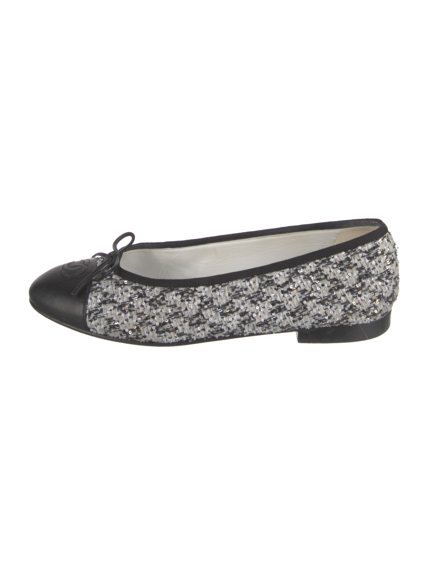 Chanel Interlocking CC Logo Tweed Ballet Flats