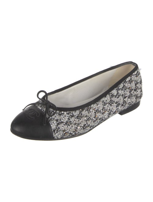 Chanel Interlocking CC Logo Tweed Ballet Flats