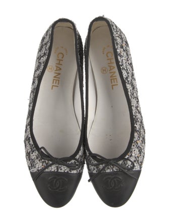 Chanel Interlocking CC Logo Tweed Ballet Flats