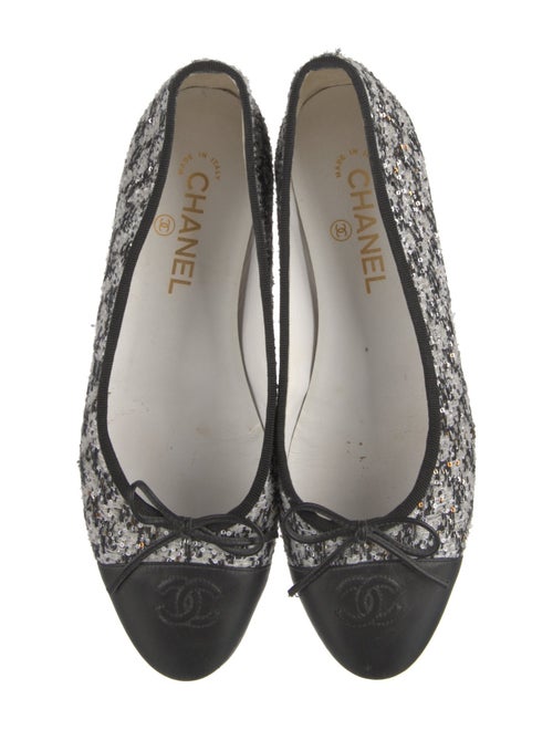 Chanel Interlocking CC Logo Tweed Ballet Flats