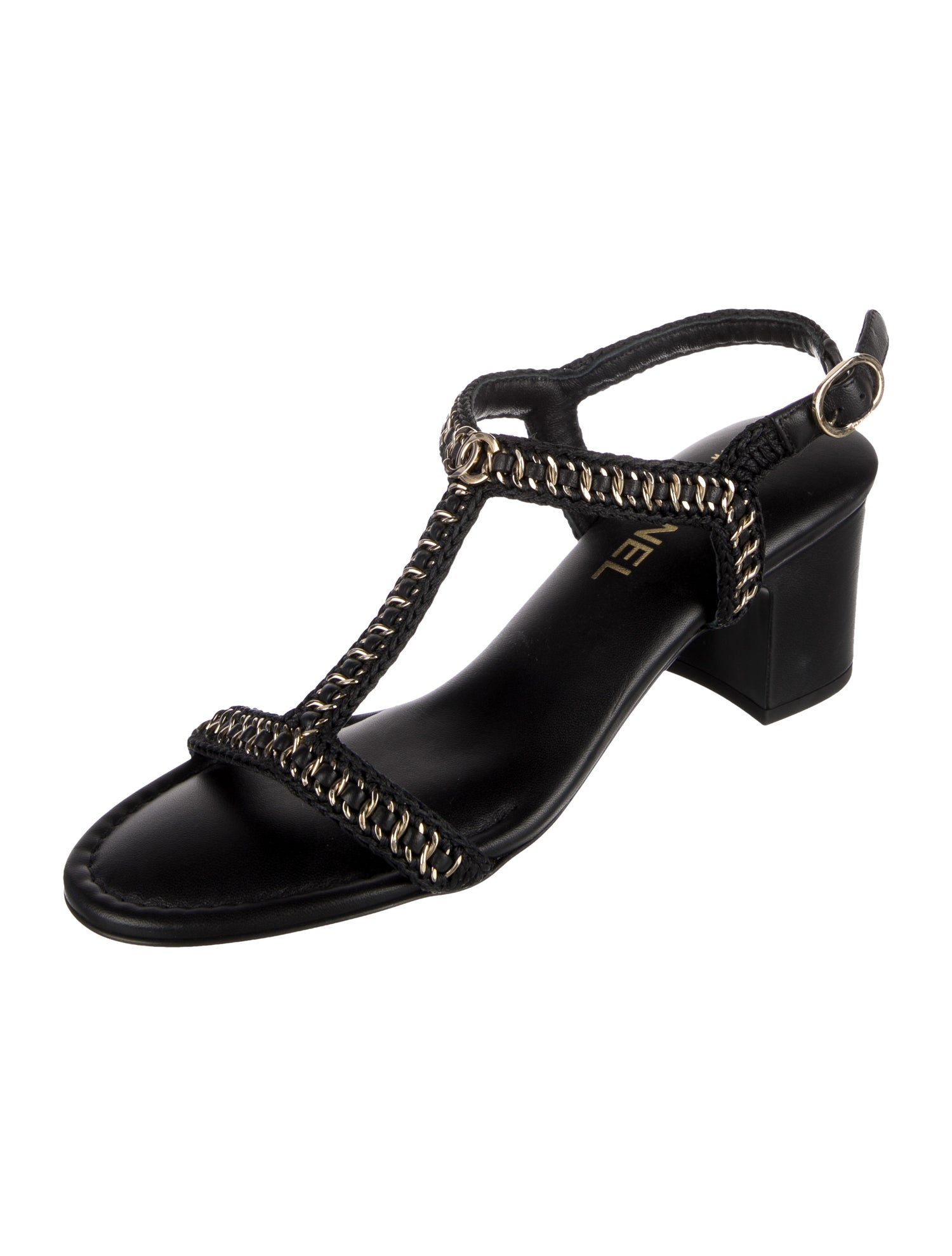 Chanel 2022 Interlocking CC Logo T-Strap Sandals
