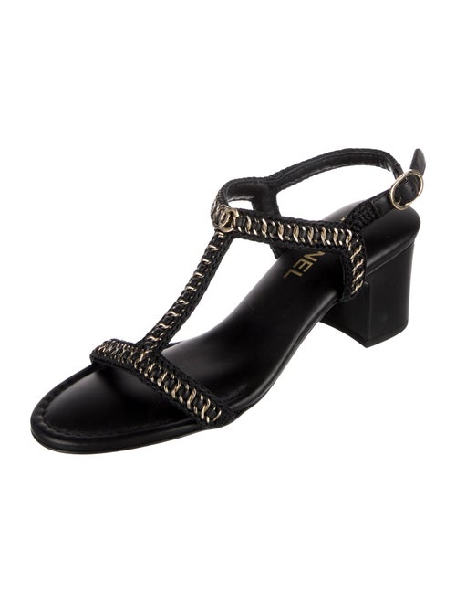 Chanel 2022 Interlocking CC Logo T-Strap Sandals