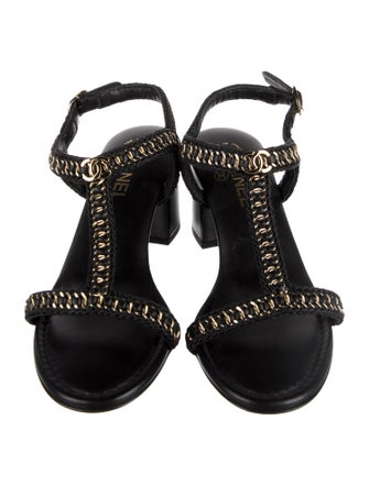 Chanel 2022 Interlocking CC Logo T-Strap Sandals