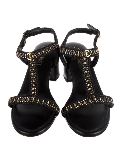Chanel 2022 Interlocking CC Logo T-Strap Sandals