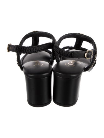 Chanel 2022 Interlocking CC Logo T-Strap Sandals