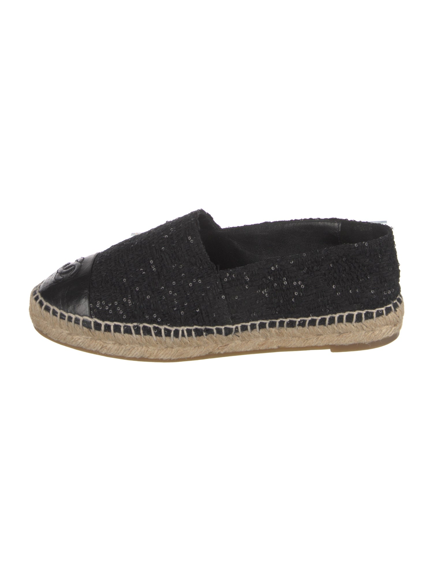 Chanel Interlocking CC Logo Tweed Espadrilles