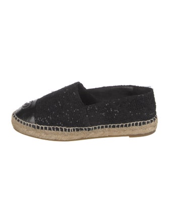 Chanel Interlocking CC Logo Tweed Espadrilles
