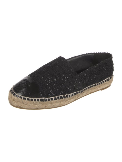 Chanel Interlocking CC Logo Tweed Espadrilles