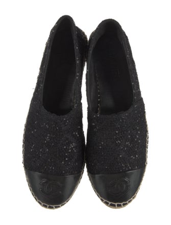Chanel Interlocking CC Logo Tweed Espadrilles