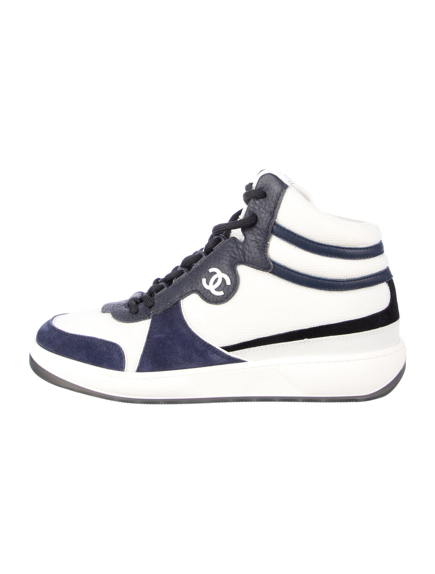 Chanel Interlocking CC Logo Mesh Wedge Sneakers