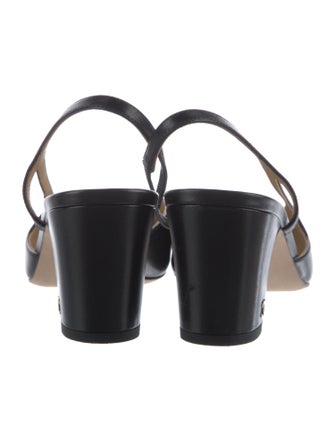 Chanel Interlocking CC Logo Leather Slingback Pumps