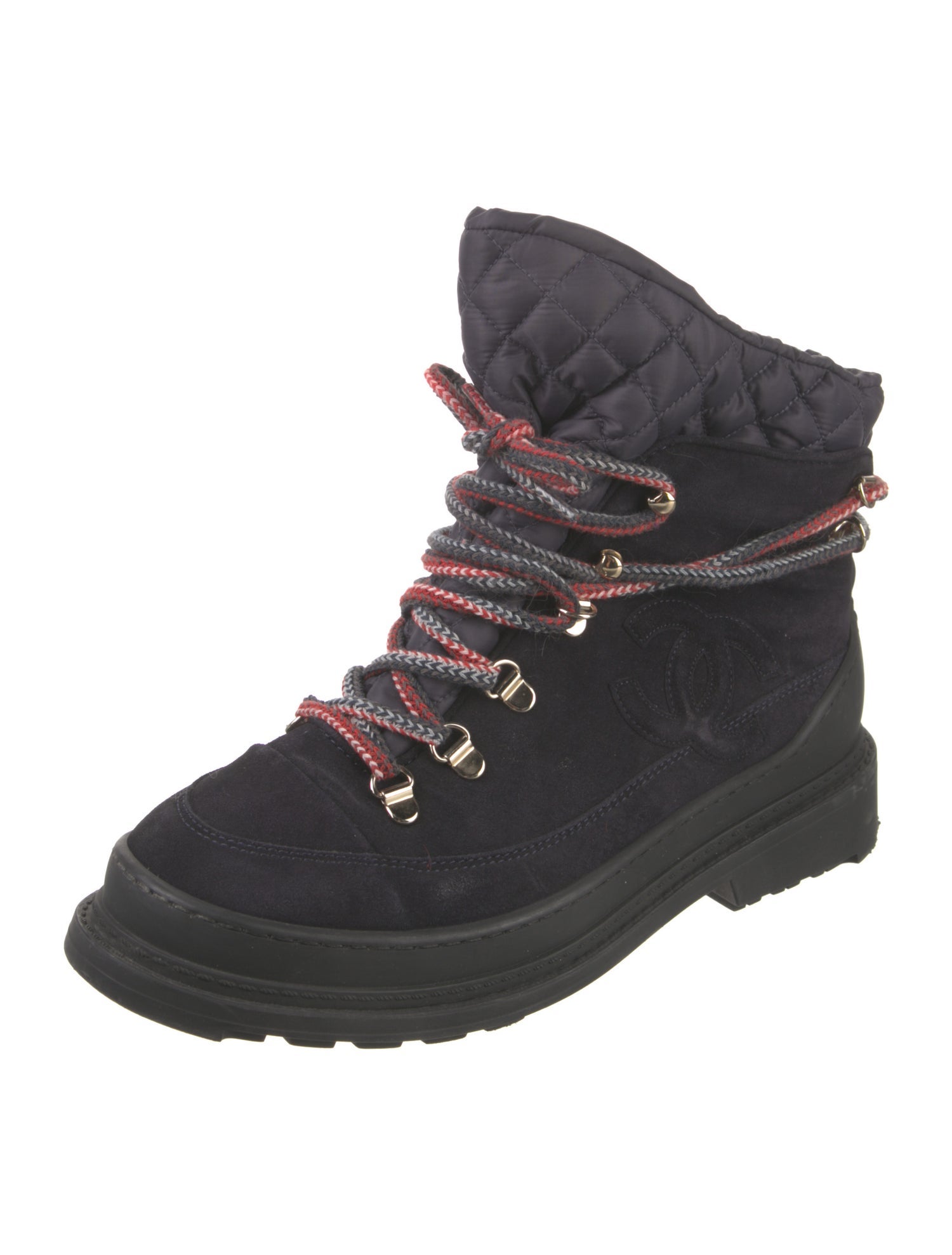 Chanel Interlocking CC Logo Suede Combat Boots