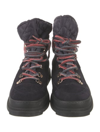 Chanel Interlocking CC Logo Suede Combat Boots