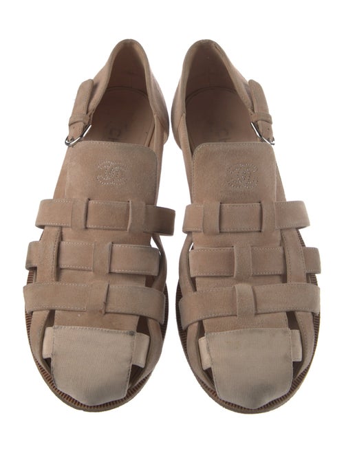 Chanel Interlocking CC Logo Suede D'Orsay Flats