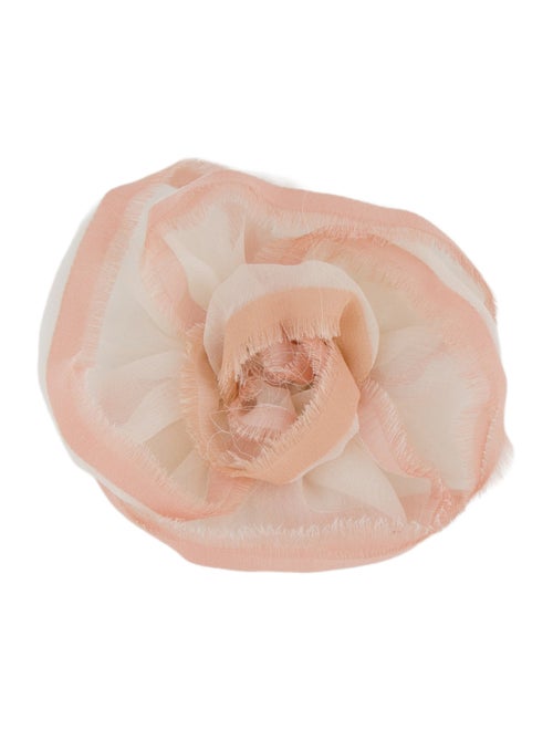 Chanel Silk & Feather Camellia Brooch