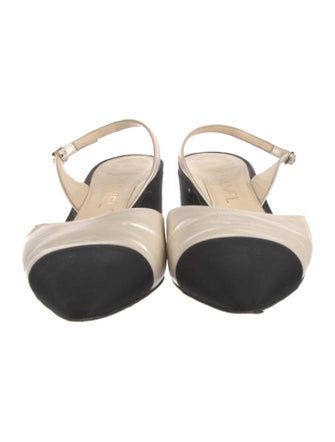 Chanel Interlocking CC Logo Leather Slingback Pumps