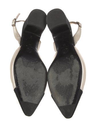 Chanel Interlocking CC Logo Leather Slingback Pumps