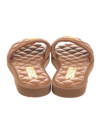 Chanel Interlocking CC Logo Leather Slides