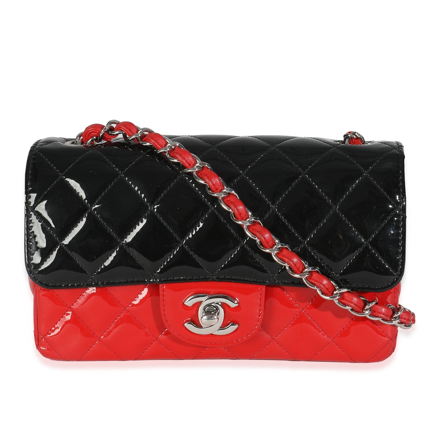 Chanel Rectangular Mini Patent Bicolor Flap Bag