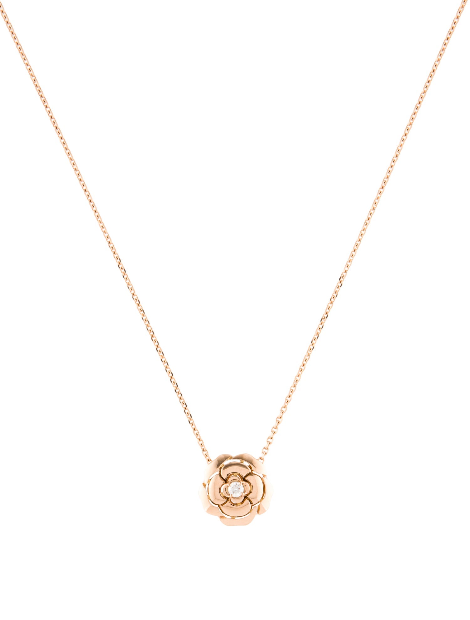Chanel 18K Diamond Extrait de Camélia Pendant Necklace