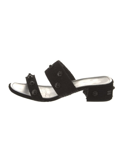 Chanel Interlocking CC Logo Tweed Slides