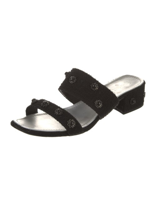 Chanel Interlocking CC Logo Tweed Slides