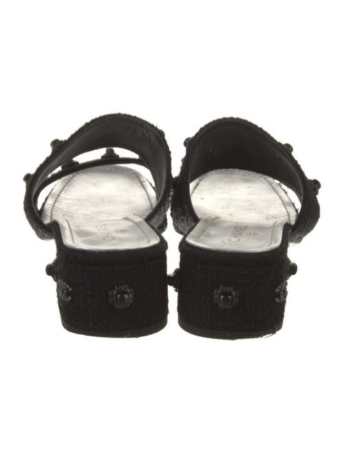 Chanel Interlocking CC Logo Tweed Slides