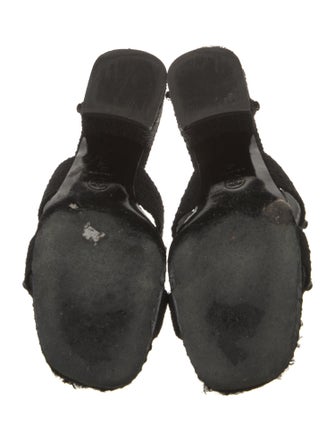 Chanel Interlocking CC Logo Tweed Slides