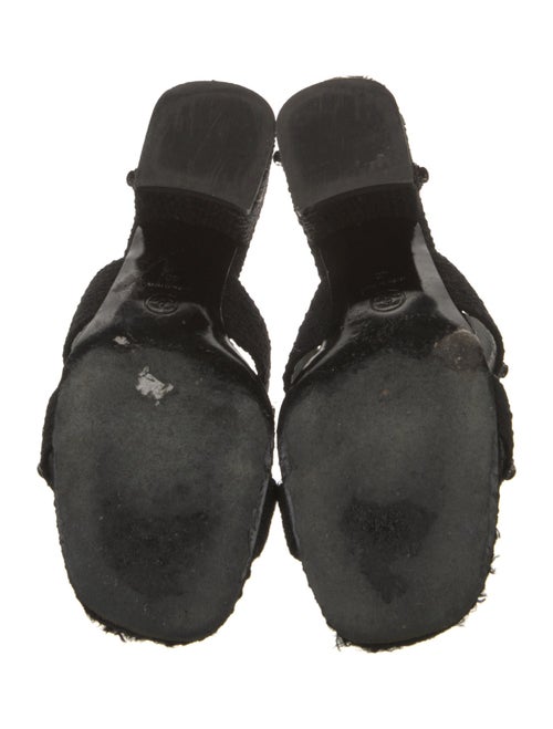 Chanel Interlocking CC Logo Tweed Slides