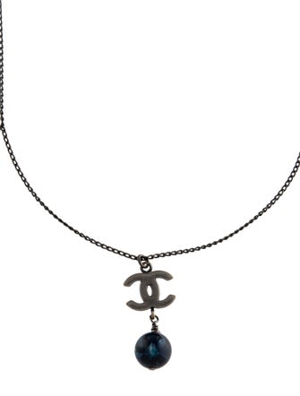 Chanel Resin Marble CC Pendant Necklace