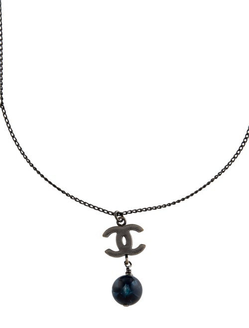 Chanel Resin Marble CC Pendant Necklace