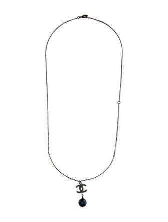 Chanel Resin Marble CC Pendant Necklace