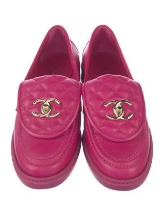 Chanel Interlocking CC Logo Leather Loafers