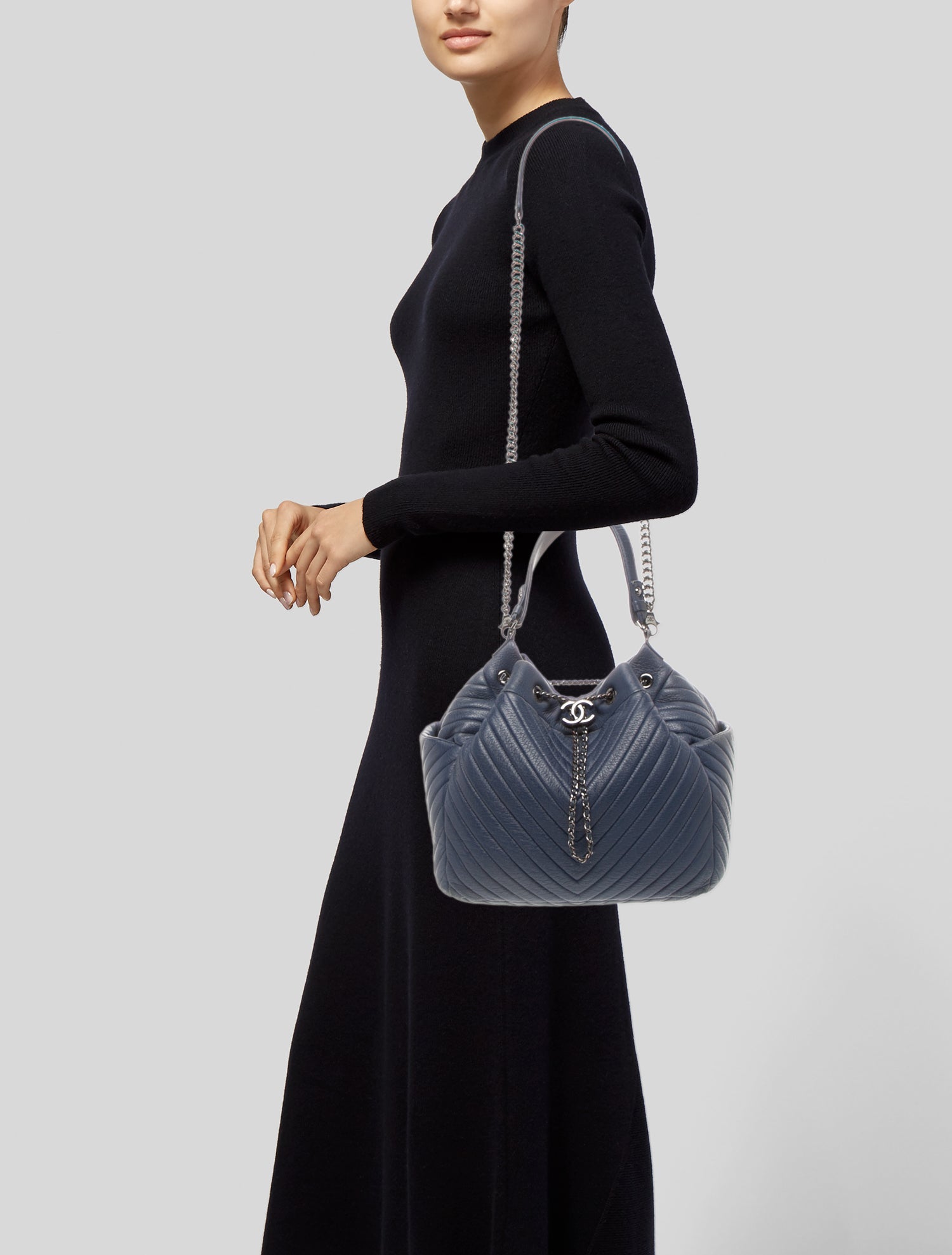 Chanel Chevron Chain Bucket Bag