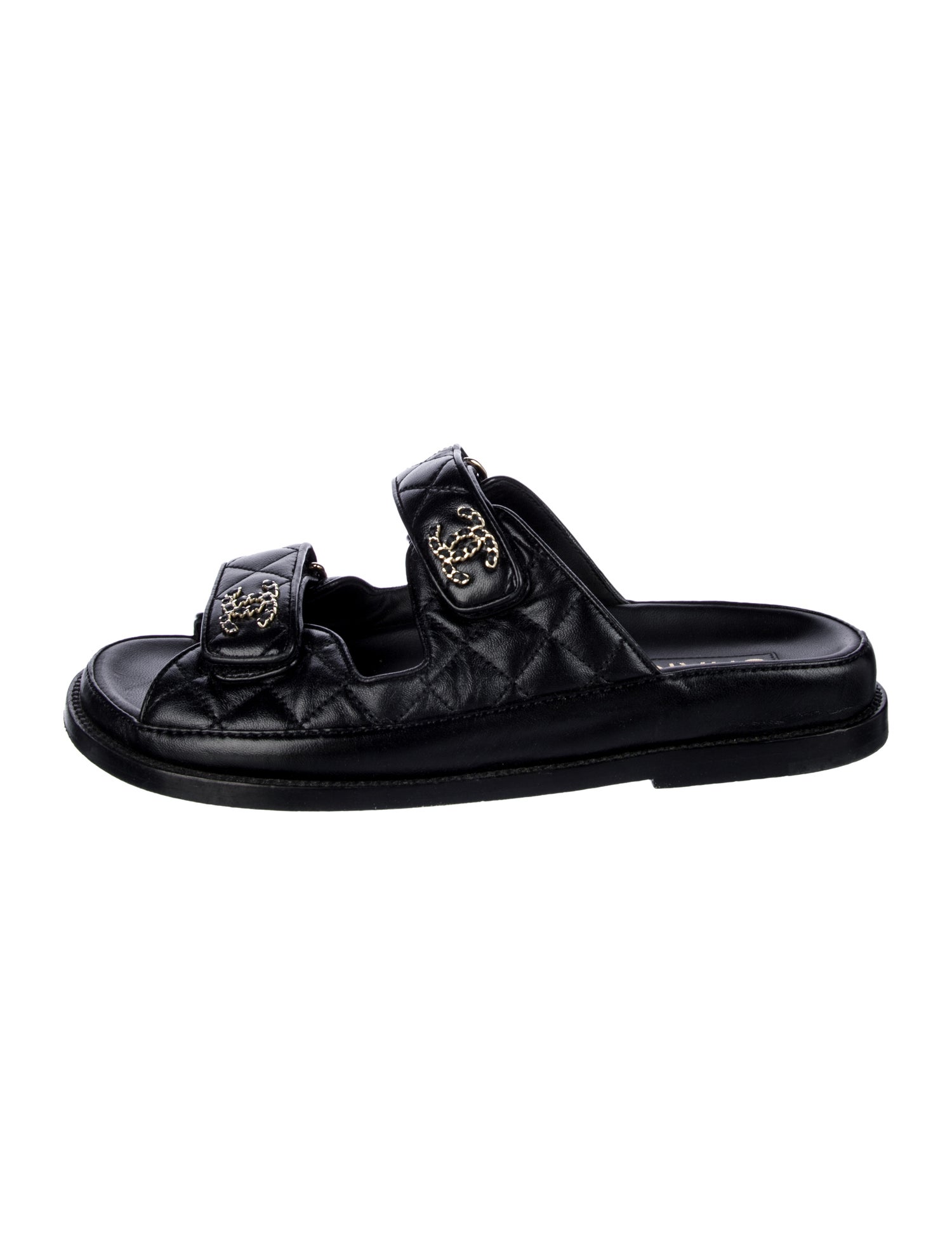 Chanel Interlocking CC Logo Lambskin Slides