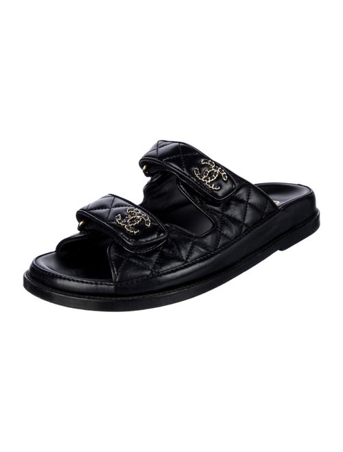 Chanel Interlocking CC Logo Lambskin Slides