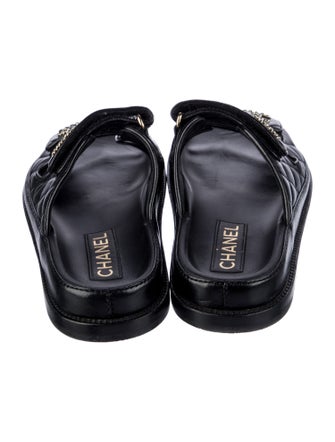 Chanel Interlocking CC Logo Lambskin Slides