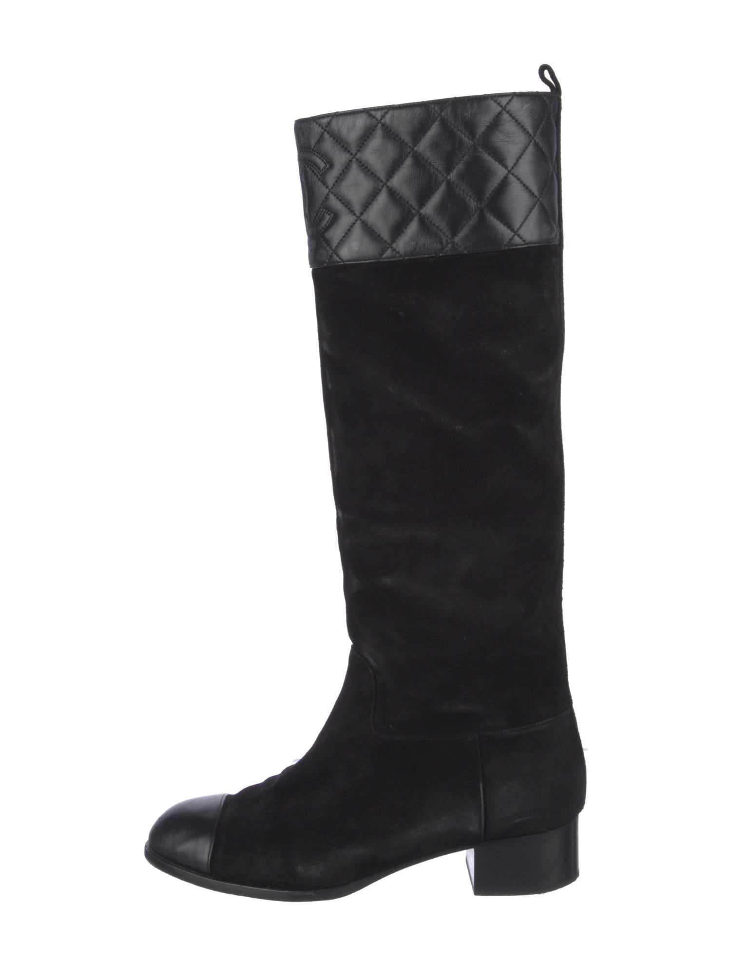 Chanel Interlocking CC Logo Suede Riding Boots